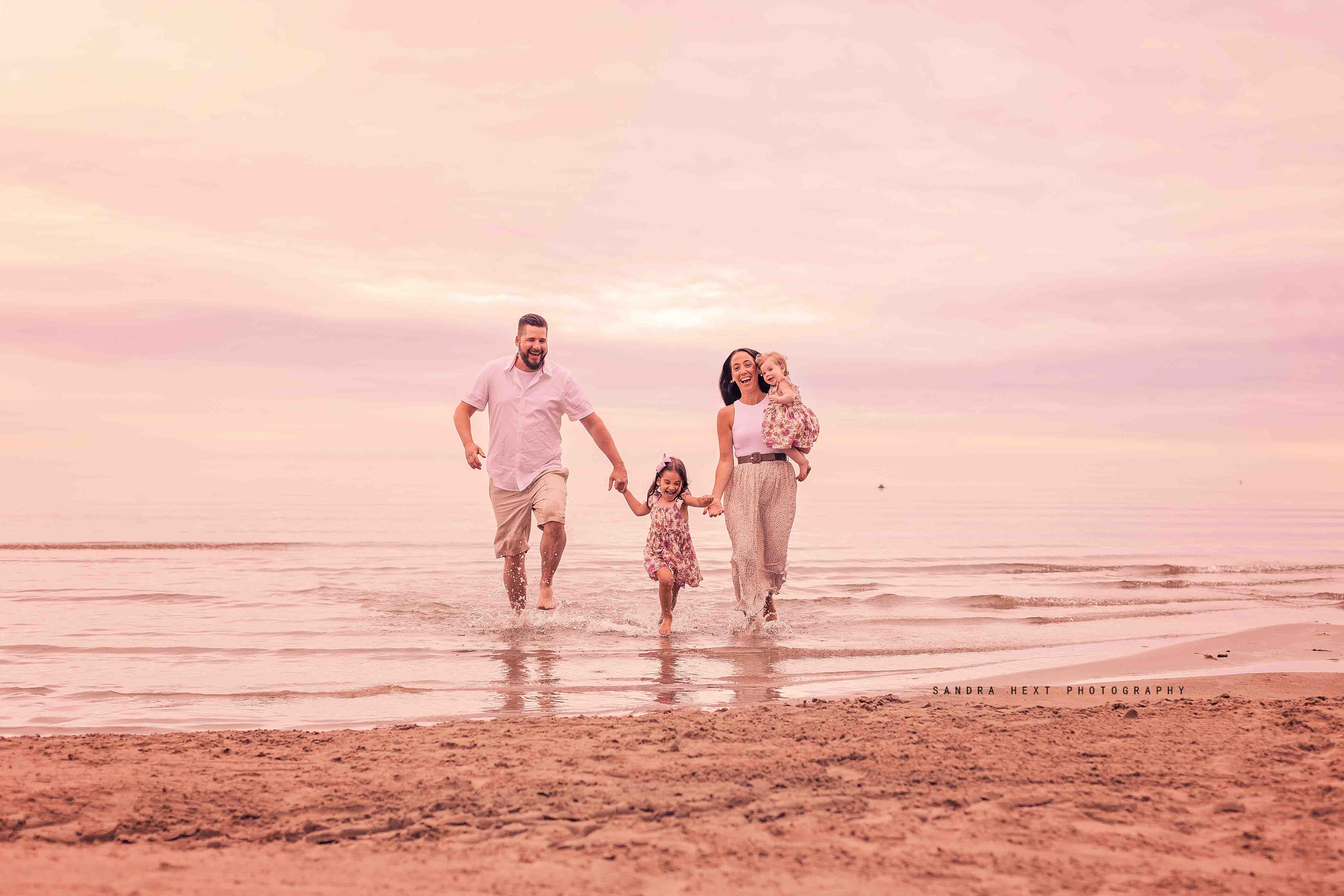 Sunset family portraits Burlington beach