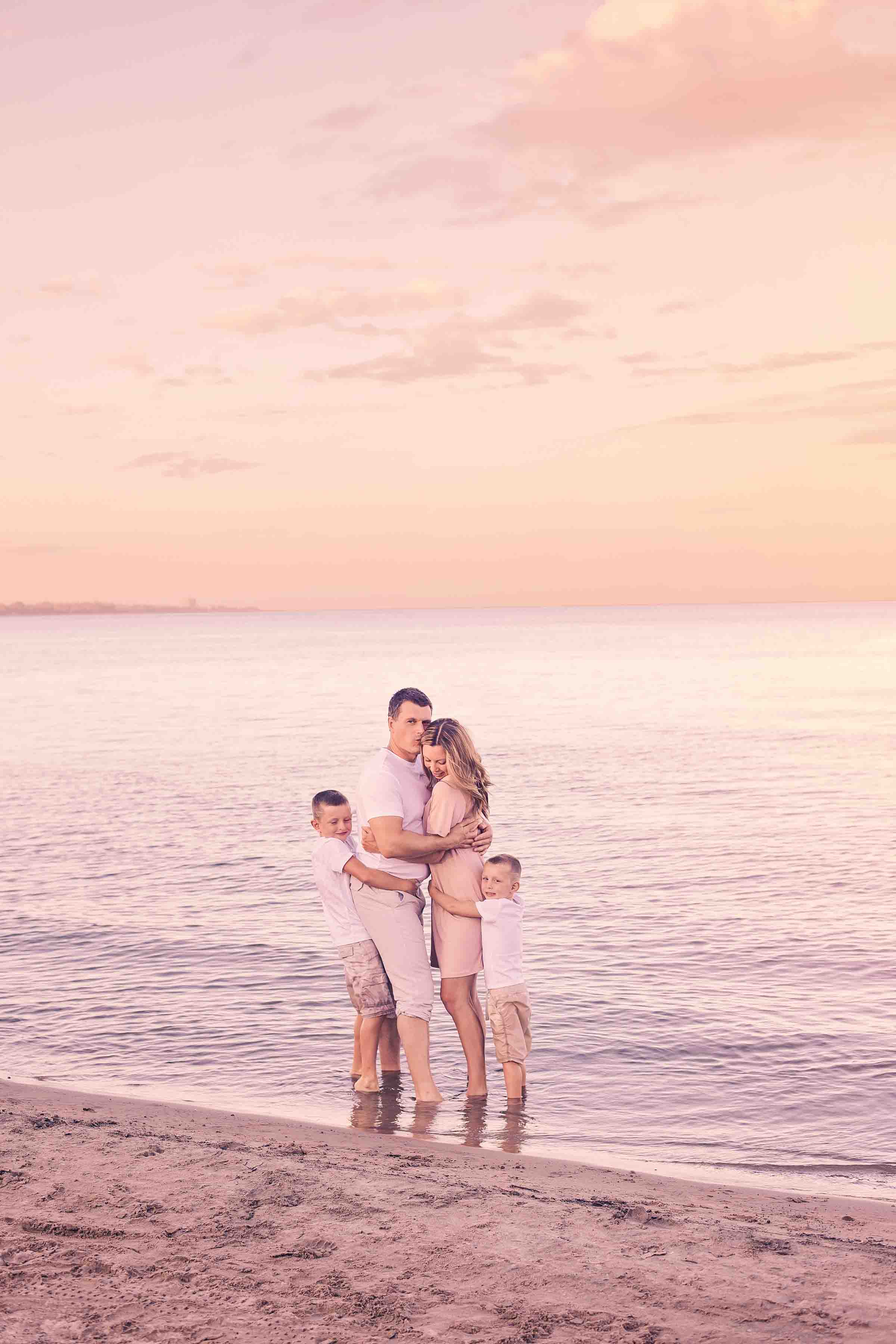 Sunset family portraits Burlington beach