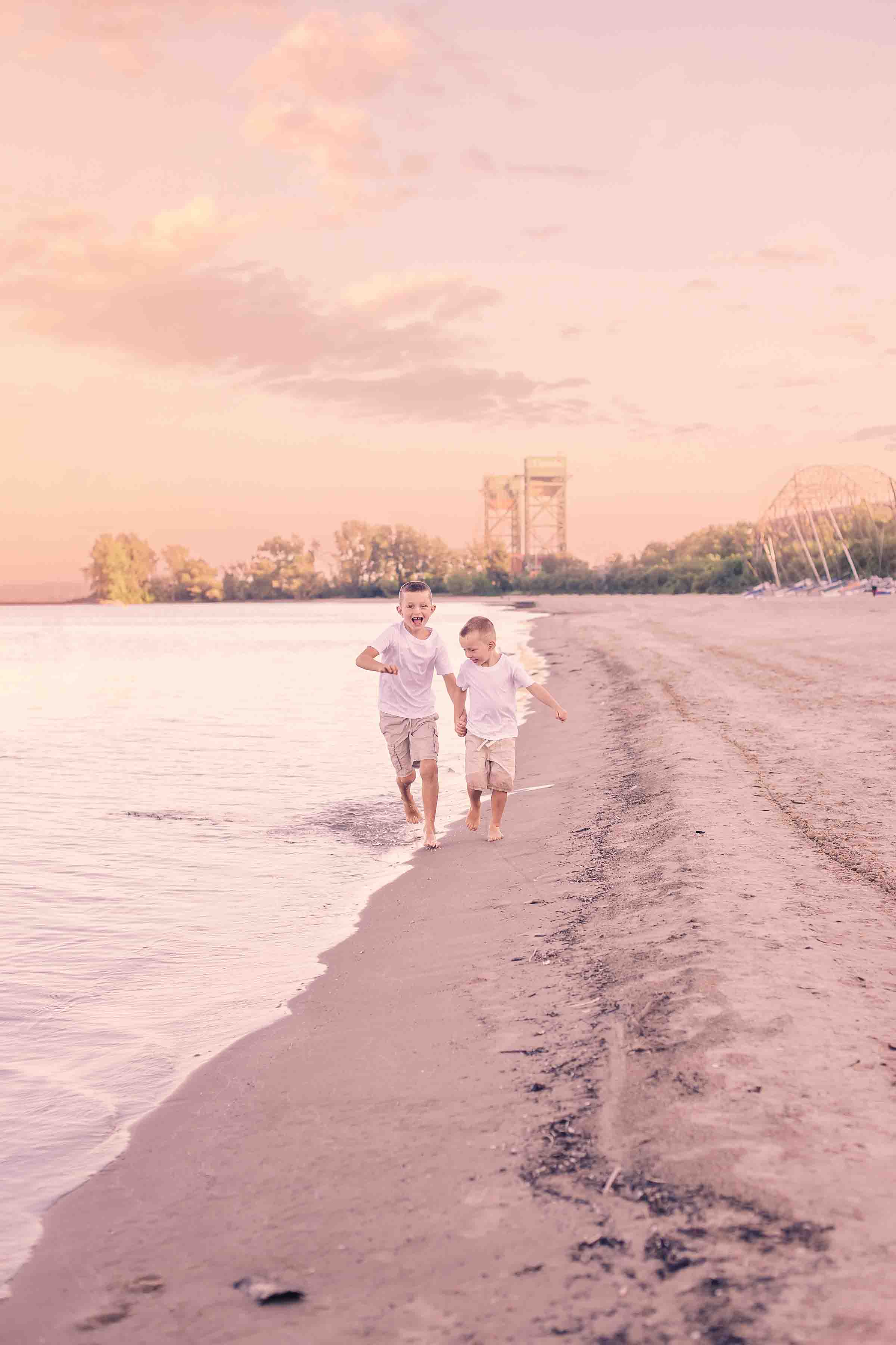 Sunset family portraits Burlington beach