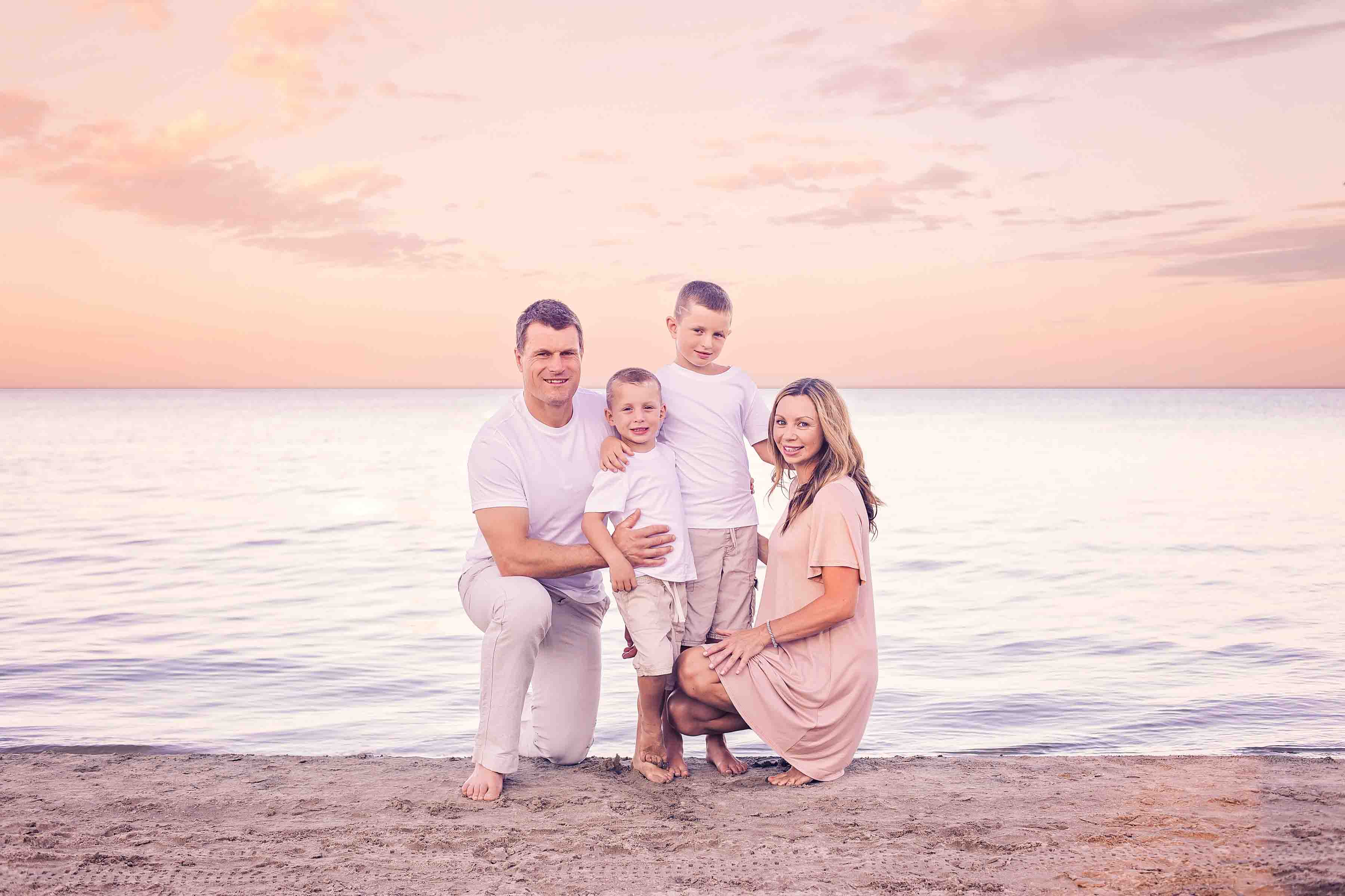 Sunset family portraits Burlington beach