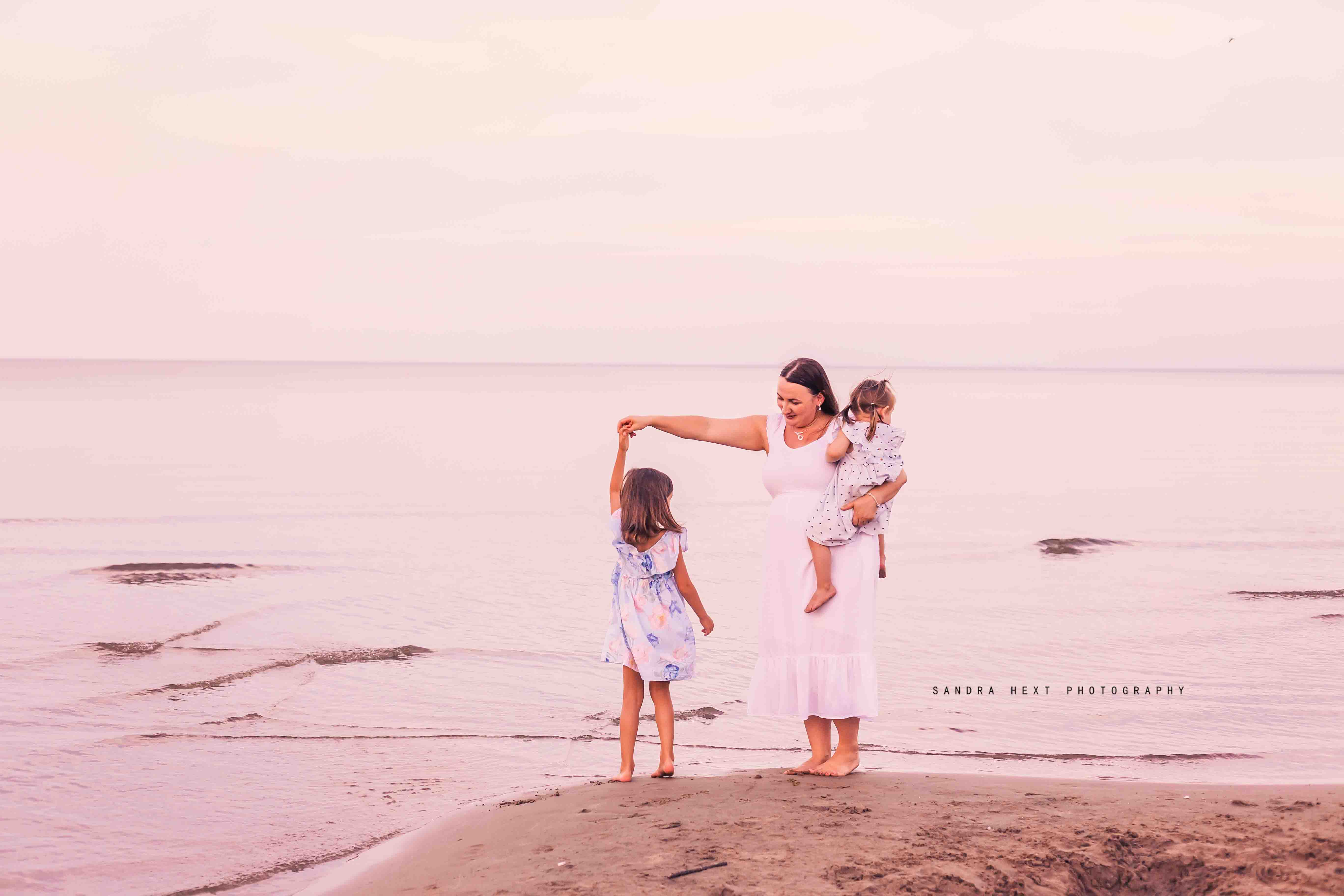 Sunset Family Session with Three Generations at Burlington Beach